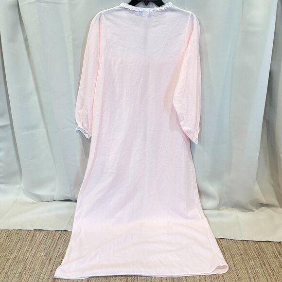 Vtg Night Time Creations Nightgown Medium 90s Pink USA Maxi Lace Dainty 18960 - Picture 2 of 10